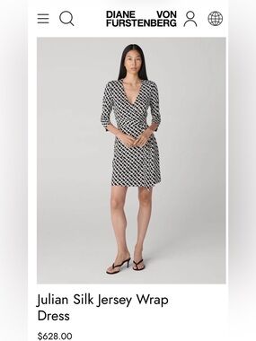 Diane Von Furstenberg Black & White Geometric Wrap Dress